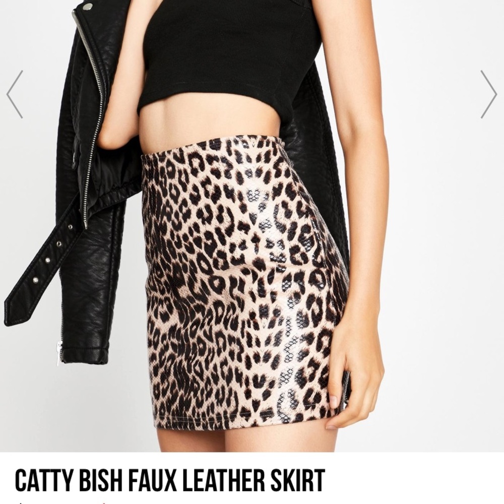 Catty Bish Pleather Leopard Mini skirt